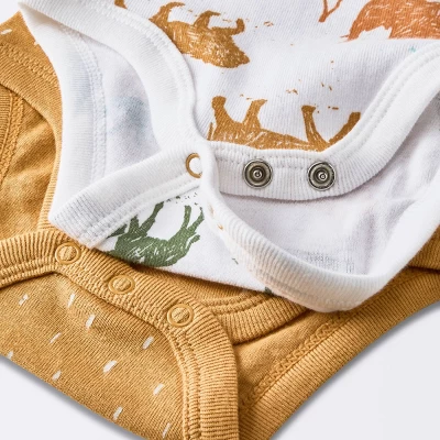 Baby 4pk Safari Animals Long Sleeve Bodysuit - Cloud Island™ - Image 3
