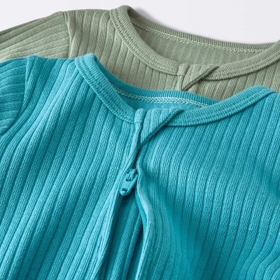 Baby 2pk Basic Wide Rib Romper - Cloud Island™ Green - Image 2