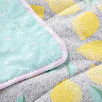 Jersey Knit Reversible Blanket Lemons - Cloud Island™ Gray/Yellow - Image 2