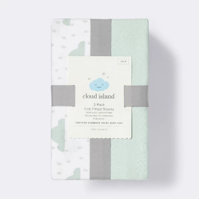Fitted Crib Sheet - Cloud Island™ - Clouds/Mint - 2pk - Image 2