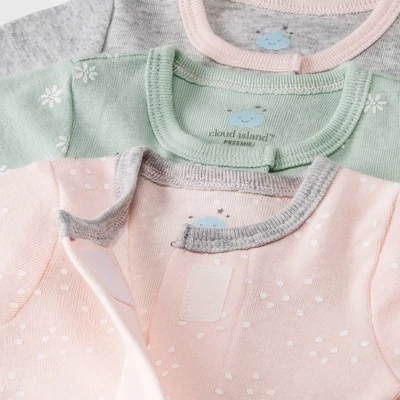 Baby Girls' 3pk Basic Romper - Cloud Island™ Green Preemie - Image 2