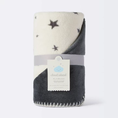 Plush Baby Blanket Gray Stars - Gray - Cloud Island™ - Image 3