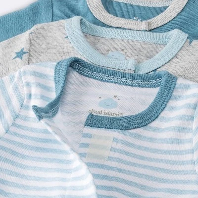 Baby Boys' 3pk Basic Romper - Cloud Island™ Sky Blue Preemie - Image 2
