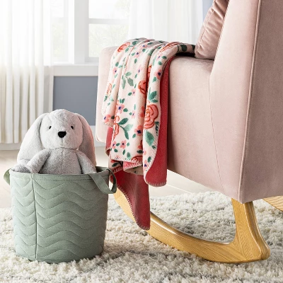 Quilted Fabric Medium Round Storage Basket - Green - Cloud Island™