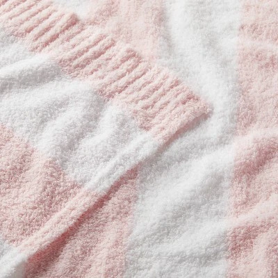 Chenille Stripe Baby Blanket - Light Pink And White Stripe - Cloud Island™ - Image 2