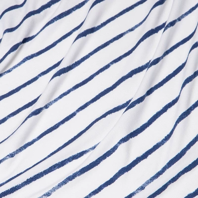 Polyester Rayon Jersey Fitted Crib Sheet - Cloud Island™ Navy Blue Vertical Stripe - Image 3