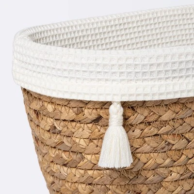 Natural Weave Oval Storage Bin With Waffle Weave Liner - Cloud Island™ - Image 2