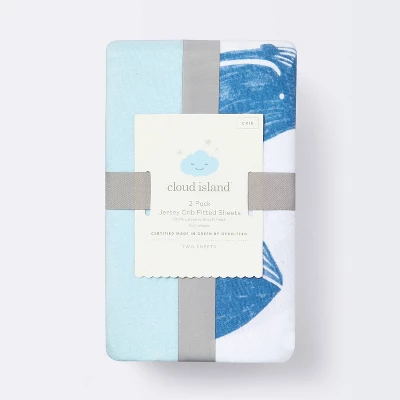 Fitted Jersey Crib Sheet Whales - Solid Blue - 2pk - Cloud Island™ - Image 3