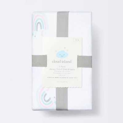 Fitted Jersey Crib Sheet Love To Dream - Rainbows/White - 2pk - Cloud Island™ - Image 3