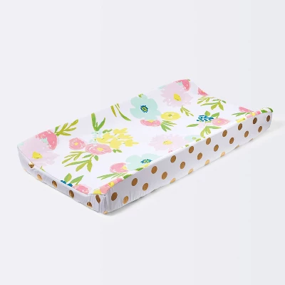 Plush Changing Pad Cover Floral - Cloud Island™ Gold - Image 3