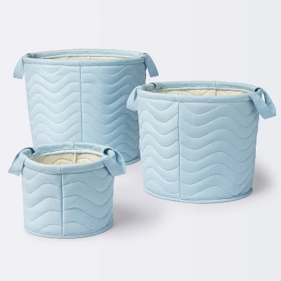 Quilted Fabric Large Round Storage Basket - Blue - Cloud Island™ - Image 3