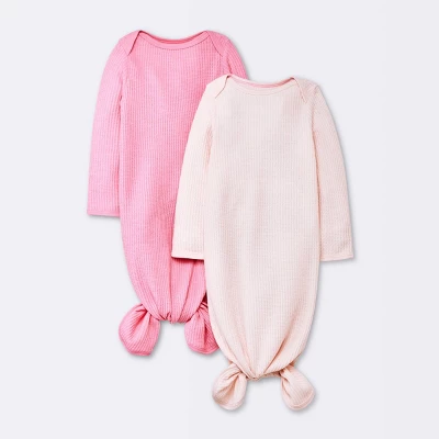 Baby Girls' 2pk Basic Waffle Gowns - Cloud Island™ Pink - Image 4