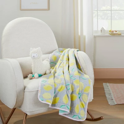 Jersey Knit Reversible Blanket Lemons - Cloud Island™ Gray/Yellow
