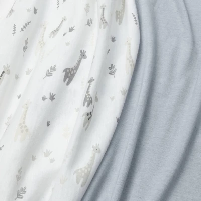 Fitted Jersey Crib Sheet - Cloud Island™ Giraffes/Dark Gray 2pk - Image 2