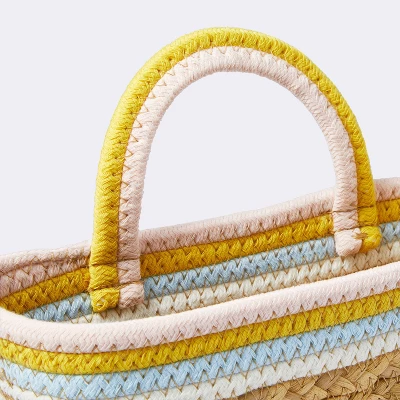 Wall Hanging Natural Woven Basket With Coiled Rope Handle - Pink - Cloud Island™ - Image 2