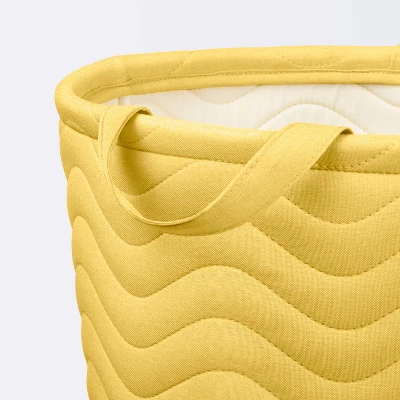 Quilted Fabric Large Round Storage Basket - Yellow - Cloud Island™ - Image 2